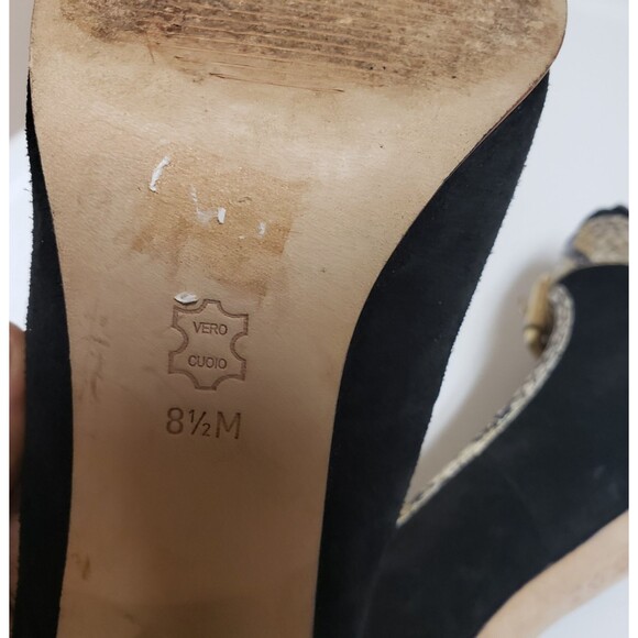 Michael Kors Tiara Pumps Suede Black Snakeskin Accent Leather Sz 8.5M PO Excel - Picture 9 of 14